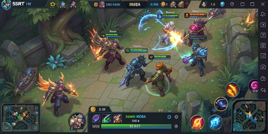 Tangkapan layar gameplay MOBA 55RT yang menegangkan