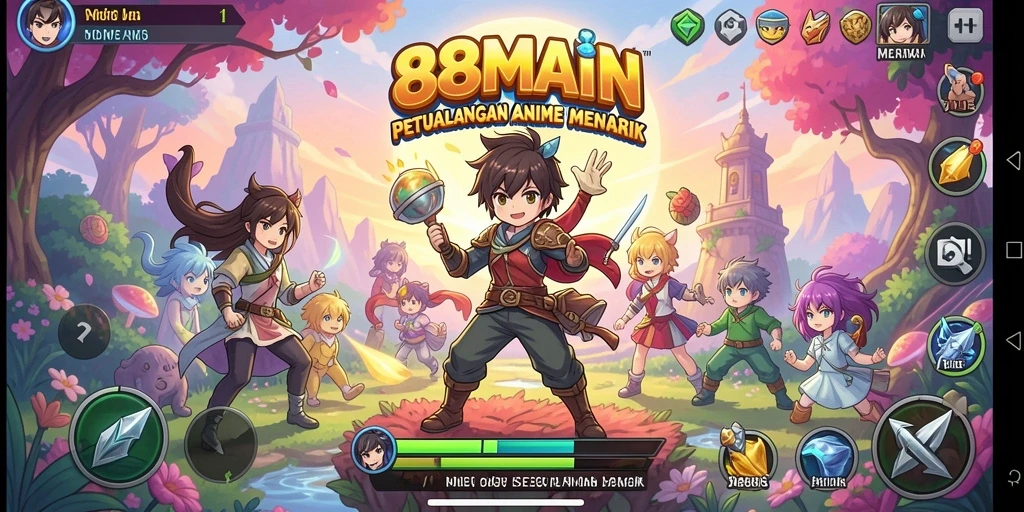 Screenshot gameplay 88MAIN dengan karakter anime yang menarik.