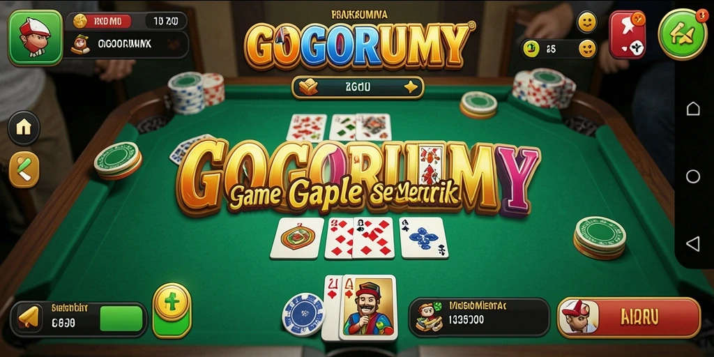 Tampilan screenshot GOGORUMMY yang menunjukkan gameplay Gaple yang seru.