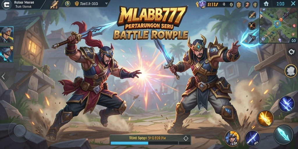 Screenshot utama MLBB777 menampilkan momen pertempuran seru Battle Royale.