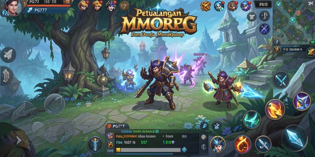 Tampilan memukau dari gameplay PG777 yang menyajikan dunia MMORPG.