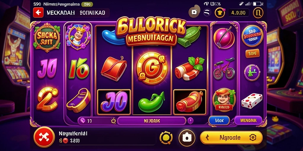 Tampilan utama gameplay S80 dengan simbol slot yang berputar.