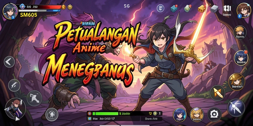 Tampilan gameplay SM605 yang memukau dan penuh warna dari karakter Anime.