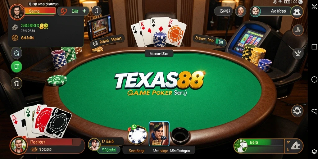 Gameplay seru TEXAS88 dengan pemain poker kompetitif.